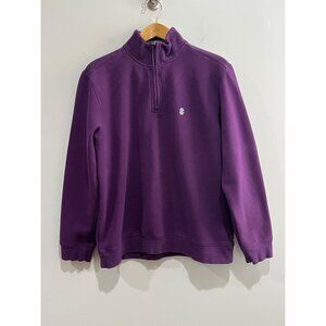 Izod 1/4 Zip Pullover Sweatshirt Mens L Purple Embroidered Preppy Soft